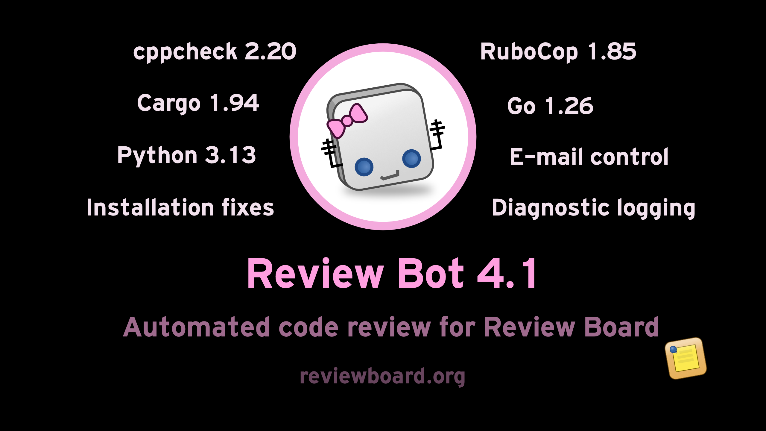 V1 Bot Announcing Review Bot 4.1 | News | Review Board